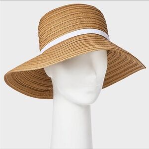 NWT Packable Woven Straw Down Brim Bucket Sun Hat - Brown